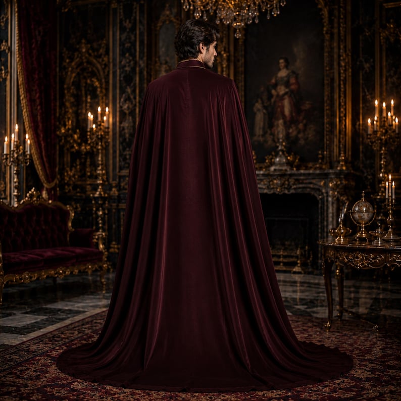 Vampire Cosplay Costume Men, Gothic Wedding Suit, Aristocrat Cape Ensemble, Victorian Formalwear Attire - Image 3