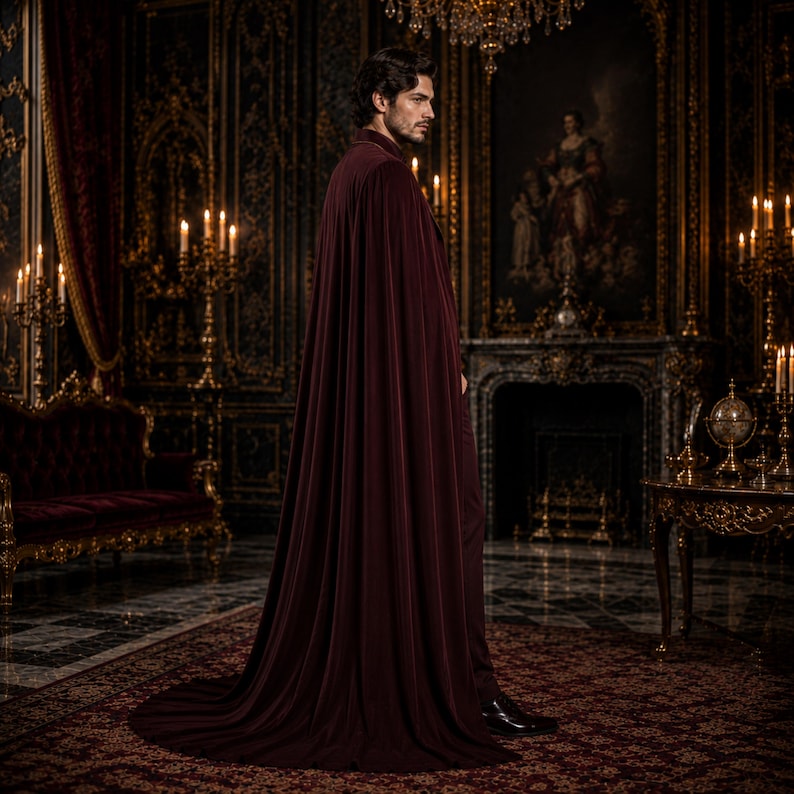 Vampire Cosplay Costume Men, Gothic Wedding Suit, Aristocrat Cape Ensemble, Victorian Formalwear Attire - Image 2